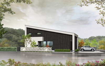 岡山県に建設の住宅外観CGパース