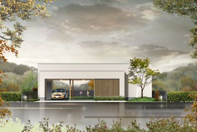 岡山県に建設の住宅外観CGパース