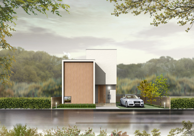 岡山県に建設の住宅外観CGパース