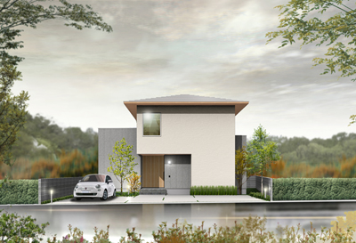 岡山県に建設の住宅外観CGパース