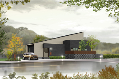 岡山県に建設の住宅外観CGパース