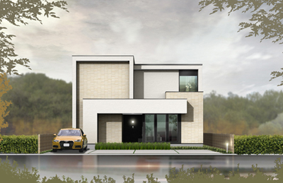 岡山県に建設の住宅外観CGパース