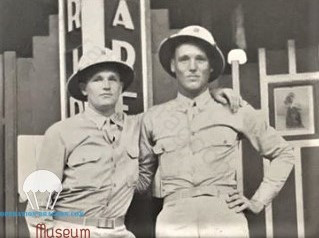 Earl HADLEY on left, with a 550th brother in Arm, in Panama. 1942.