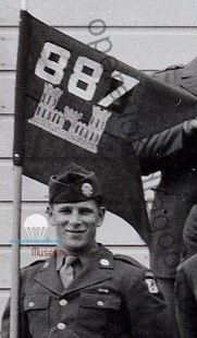 Raymond DUNLAP, 887th company guidon holder