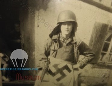 Charlie BANDY, with german flag taken during operation Dragoon.