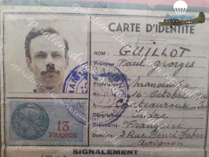 Abandonnée aux Arcs aprés la mission Rabelais, retrouvée dans les années 90 dans le tiroir de la ferme où eu lieu la réunion avec la résistance,, la fausse carte d'identité du capitaine Geoffrey JONES.