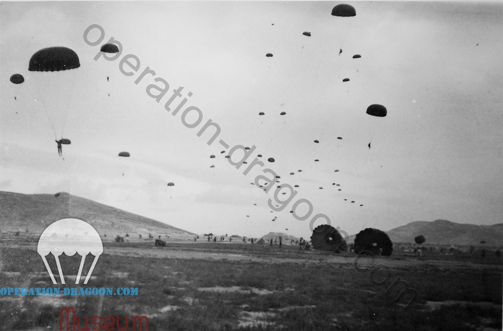 Drop on Megara for operation MANNA, a terrible wind that day made a lot of casualties during the jump. October 1944, Greece.