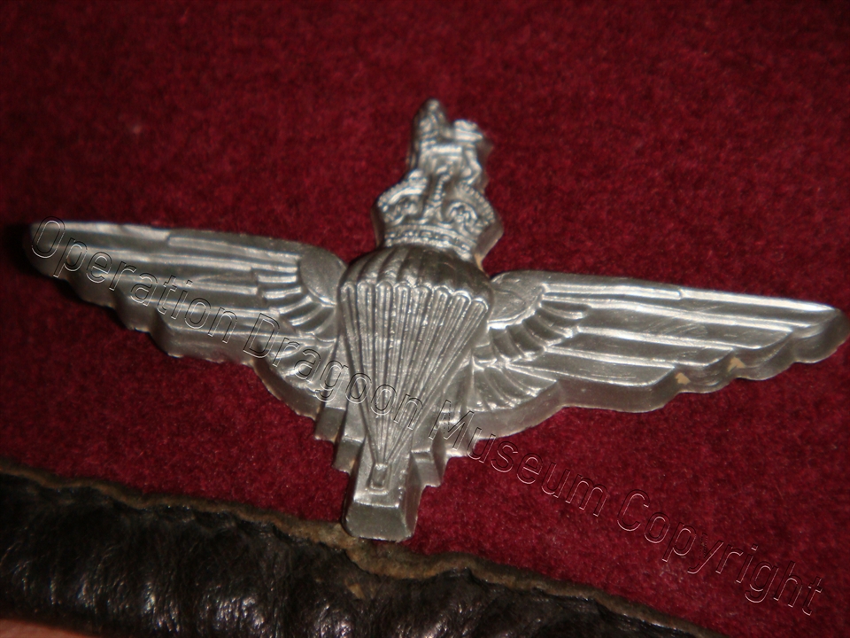 The parachute badge is an economy issue, made with bakelite. 