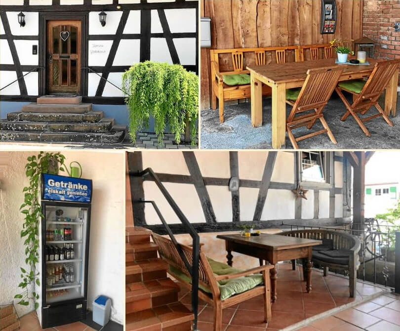 Ilonas Gästehaus mit gemütlicher Gartenterrasse und Getränkeautomat