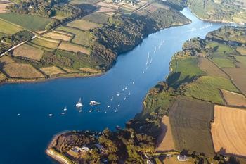 Aerial view over the Aber Wrach river