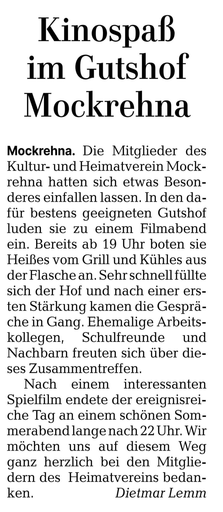 Hierüber haben wir uns - da völlig unerwartet - total gefreut. Vielen Dank!
