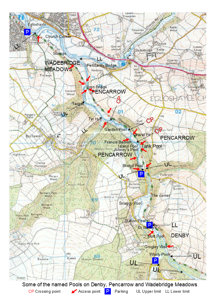 OS Map of WDAA , Wadebridge Anglers Fishing Beats
