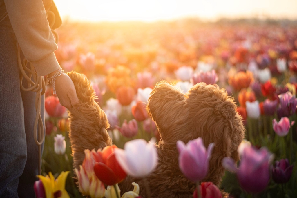 Van D'IJssel Cobbers Juno tussen de tulpen.... Hollandser word het niet 🥰👌