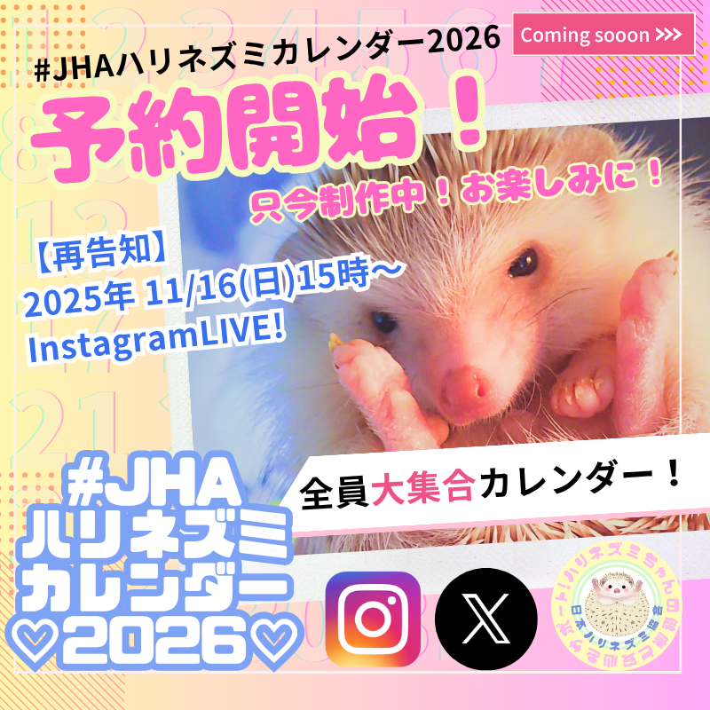JHAハリネズミカレンダー - 日本ハリネズミ協会™
