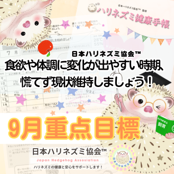 9月重点目標！ーハリネズミ健康手帳ー