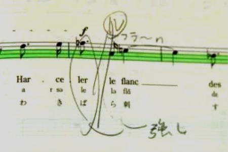 これも不思議な書き込み・・・でも、当人はこれを見て歌えるようになってきました