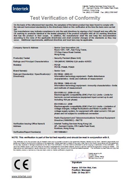 Certificate of Conformance - PD139