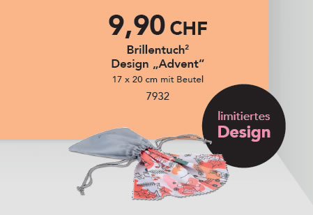 JEMAKO Brillentuch 17 x 20 cm mit Beutel, Design "Advent"