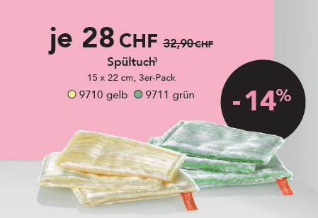 JEMAKO Spültuch 15 x 22 cm, gelb, grün, 3er-Pack