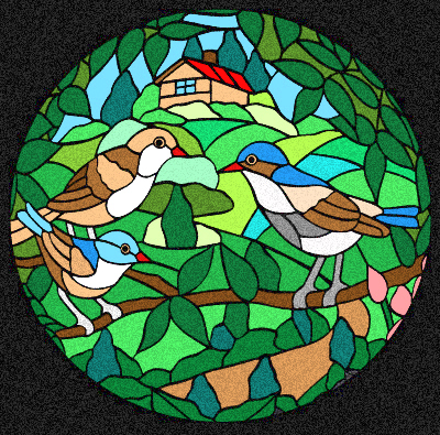 鳥のランプ 武蔵野ステンドグラス工房