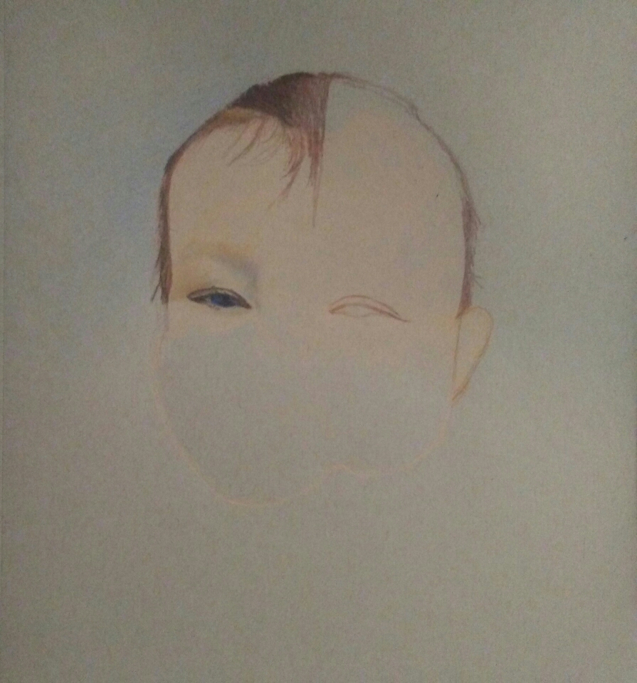 AURIN~1st Stage... The Very Start Of An 11"x 14" Color Pencil Portrait