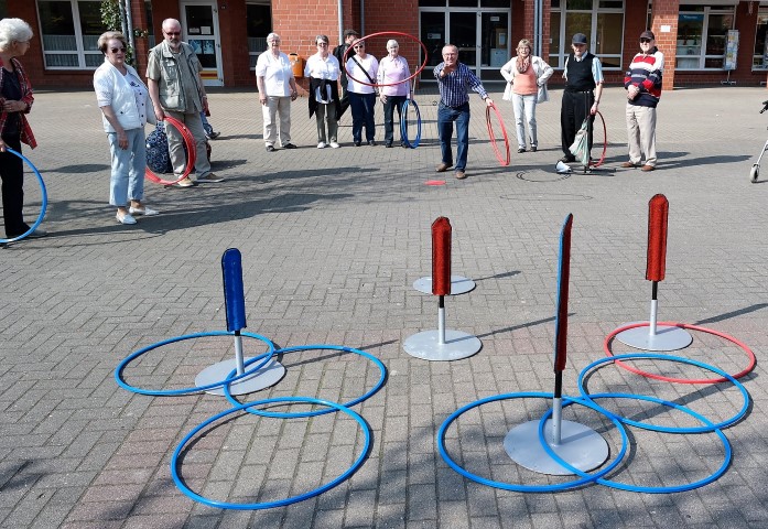 mobile Lassooo-Ständer auf dem Marktplatz