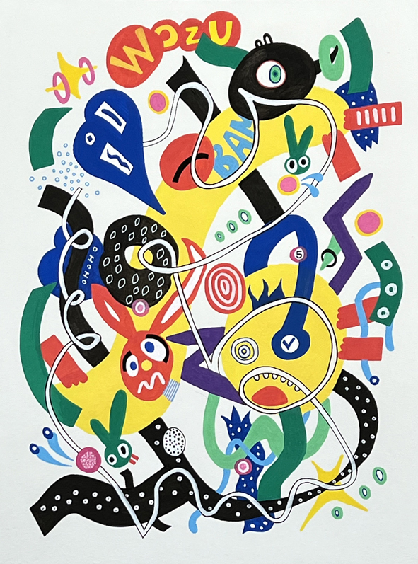"Ohohoh!" Acryl/Papier 30 x 40 cm - verkauft