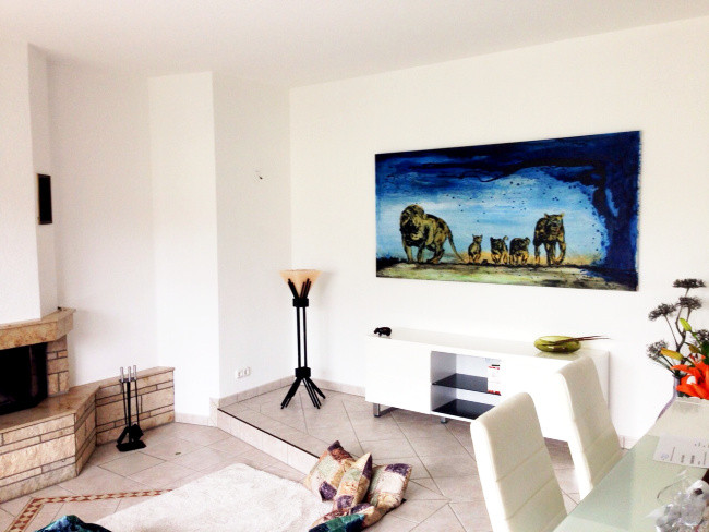 Loewenfamilie als Auftrag gemalt