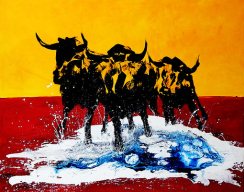 stiere gemalt
