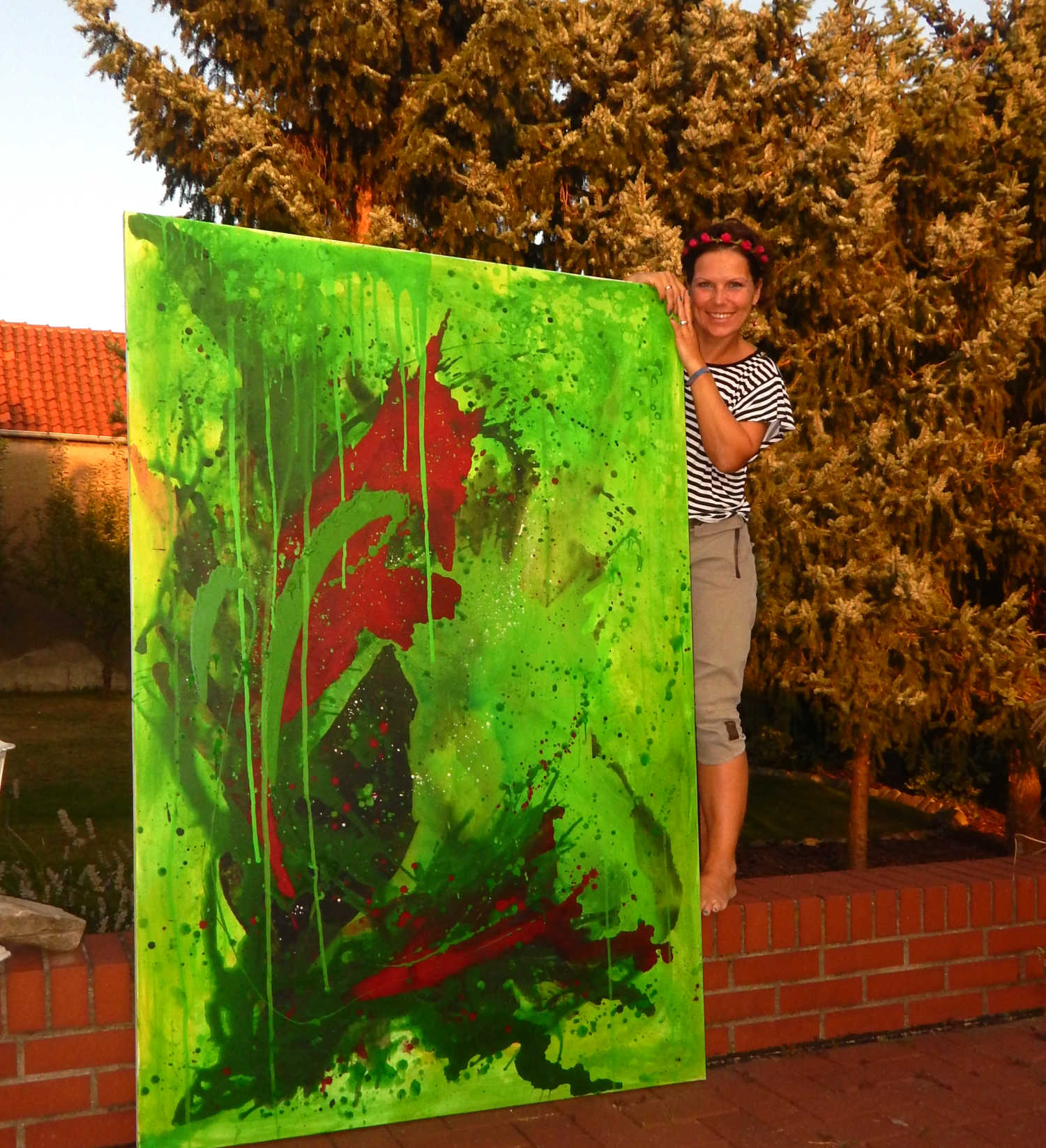 gemaltes grüenes gemälde