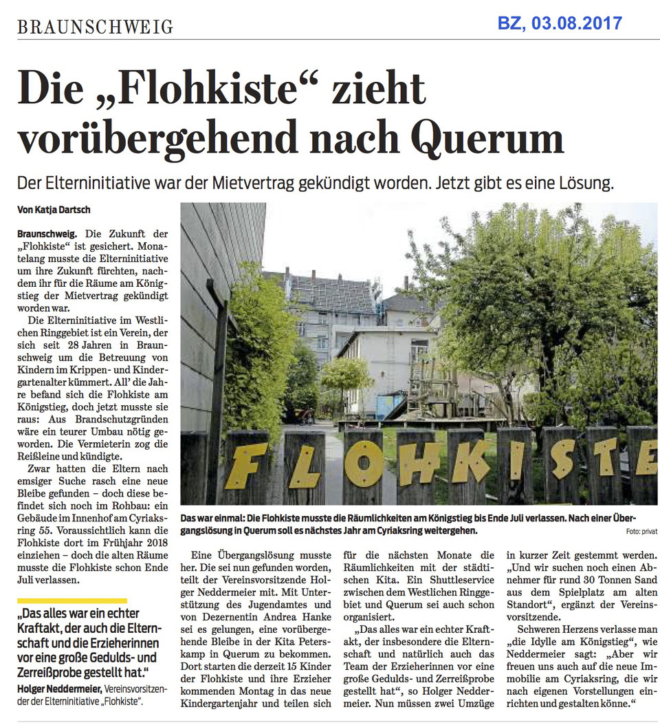 "Die 'Flohkiste' zieht vorübergehend nach Querum"