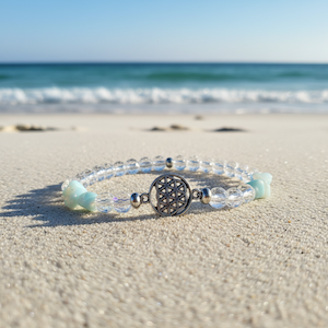 Lebensbaum Armband mit Bergkristall und Larimar