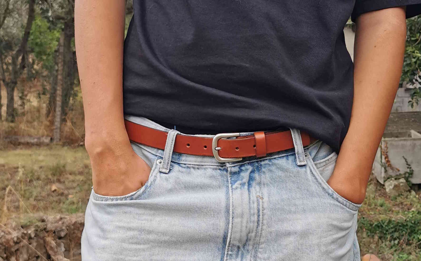 cintura cuoio marrone chiaro