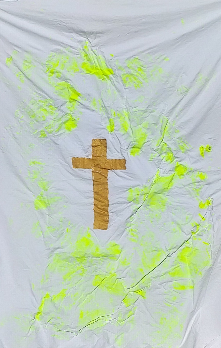 Jesus Kross, 200x100cm,  mixed media, Iceland 2025