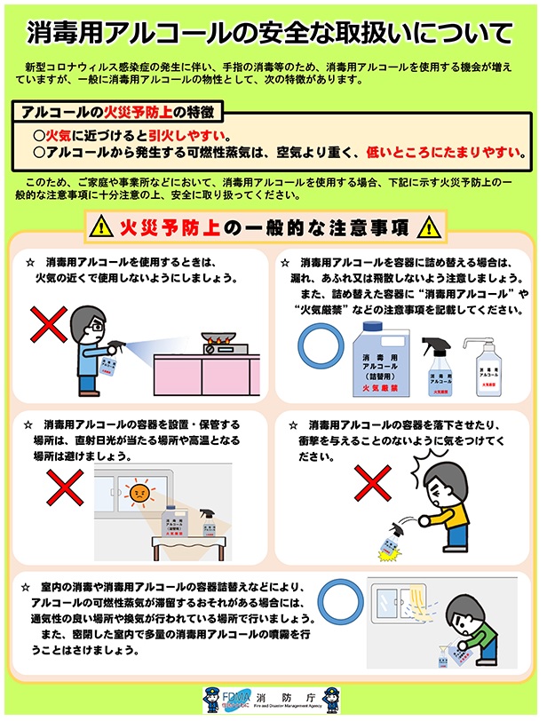 消毒用アルコールの安全な取扱いについて