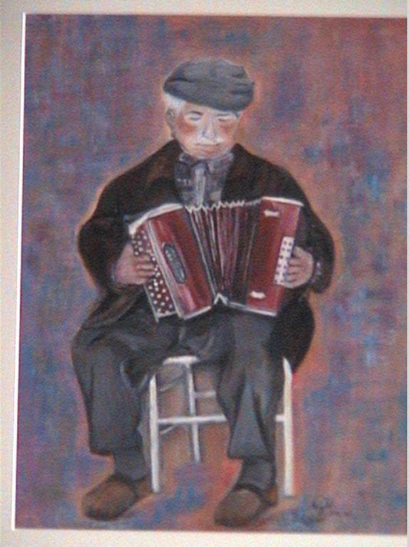 Paysan accordéonniste( pastel )