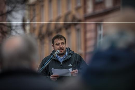 15. ‎April ‎2015 N. Zirnsak auf dem Ostermarsch in Würzburg; Foto: Privat