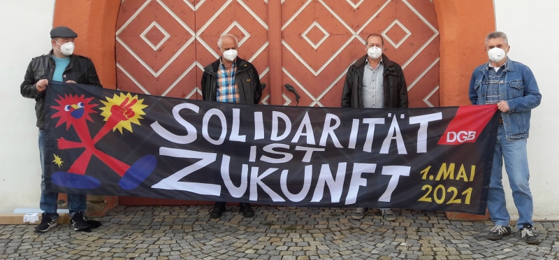 01. Mai 2021 DGB auf dem Weg zur 1.-Mai-Veranstaltung in Schweinfurt; Foto: Privat