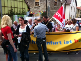 ‎1. ‎Juni ‎2015 Eindruck von der Demo in Stammheim gegen "Die Rechte" (F. Firsching, S. Ötztürk, Th. Dietzel); Foto: Privat
