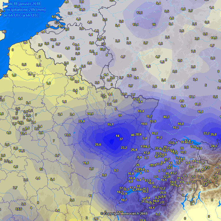 Cumul de pluie sur 24h