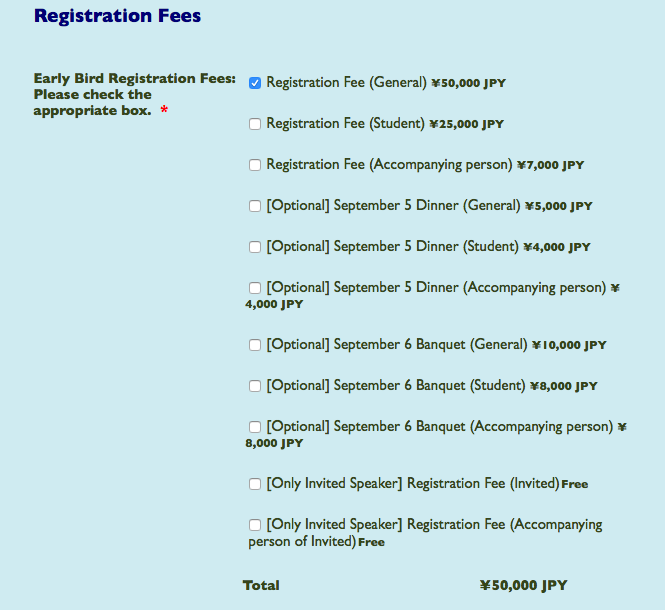 Figure 2. Registration fees.