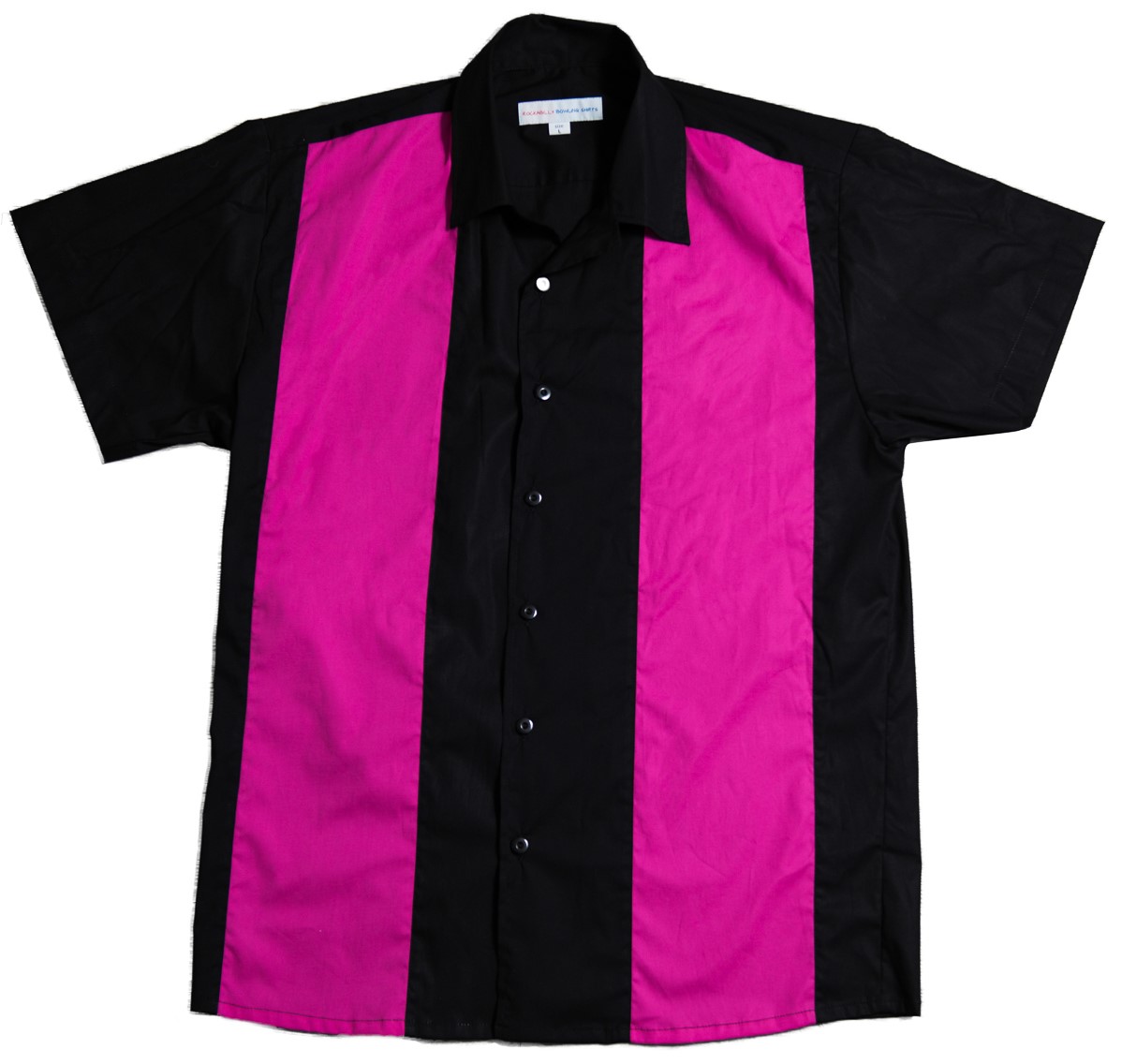 Retro Bowling Shirt RICHARD black/pink Textilbestickungen