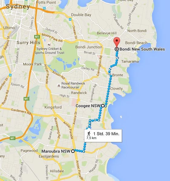 Ein kleiner Strandspaziergang... (Quelle: Google Maps)