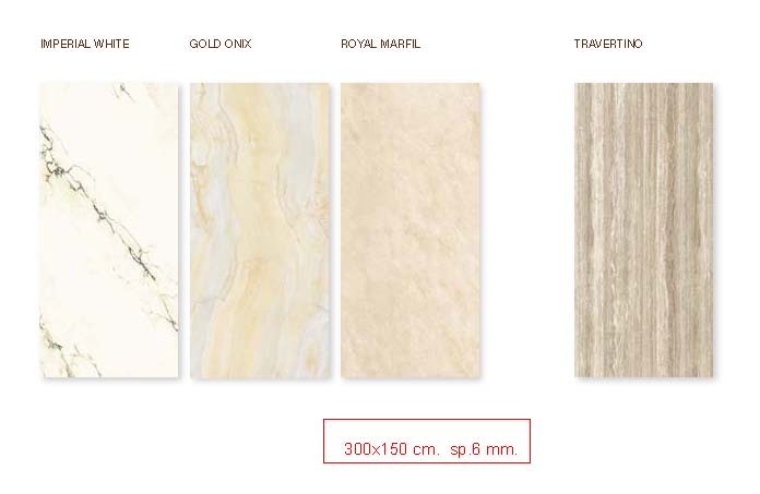 Gres porcellanato misura 300x150 cm. spessore mm.6 levigato lucido scelta commerciale 