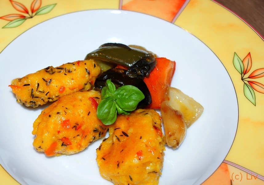 Kürbisgnocci mit Schmorgemüse