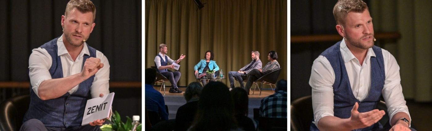 Moderator Thomas Odermatt moderiert ein Podium für die Weiterbildung Zofingen AG