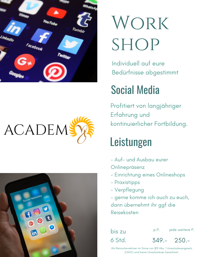 workshop onlineshop webseite facebook instagram lübeck