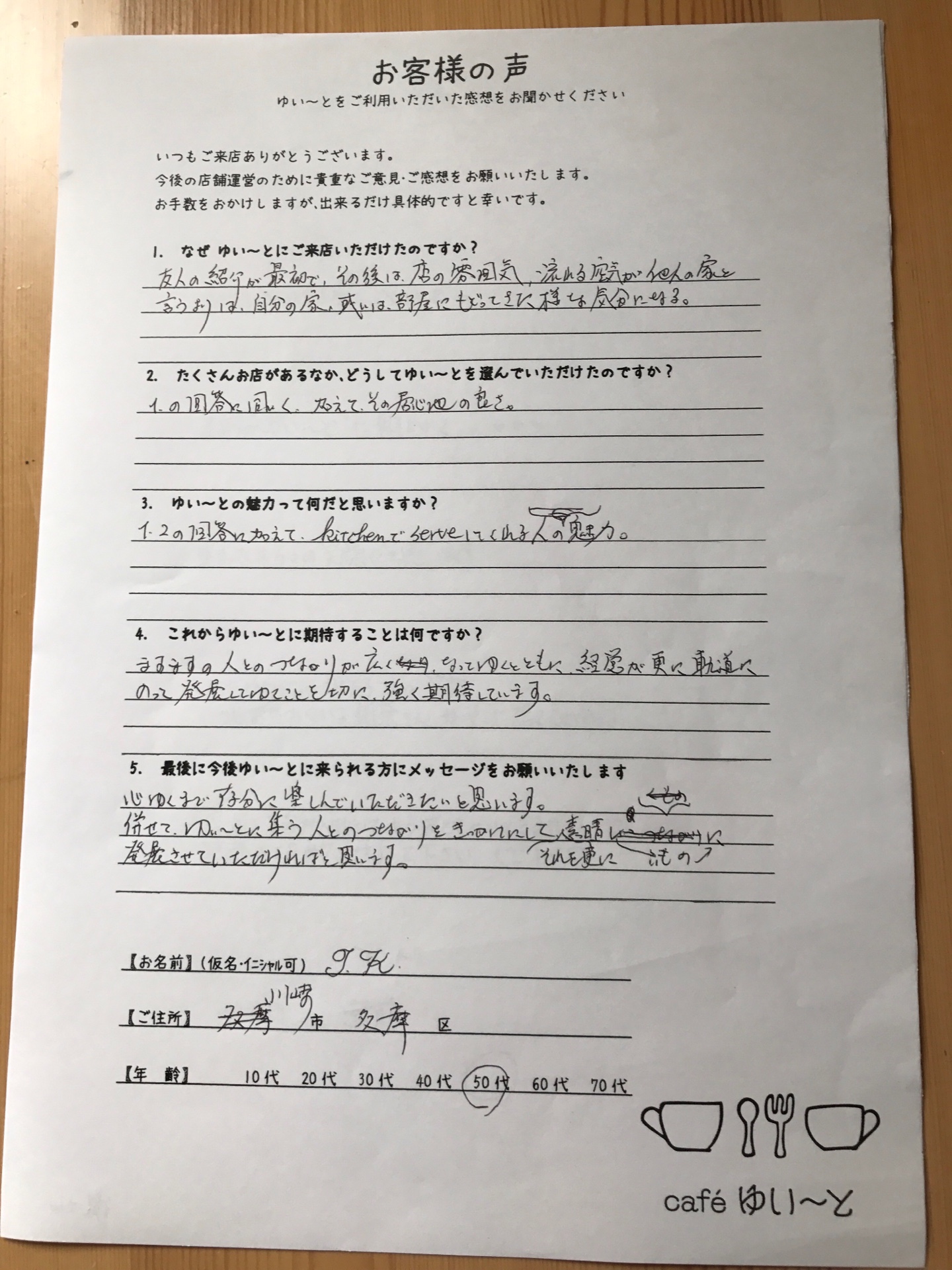 お客様の声 Cafe ゆい と お客様の声 Cafe ゆい と