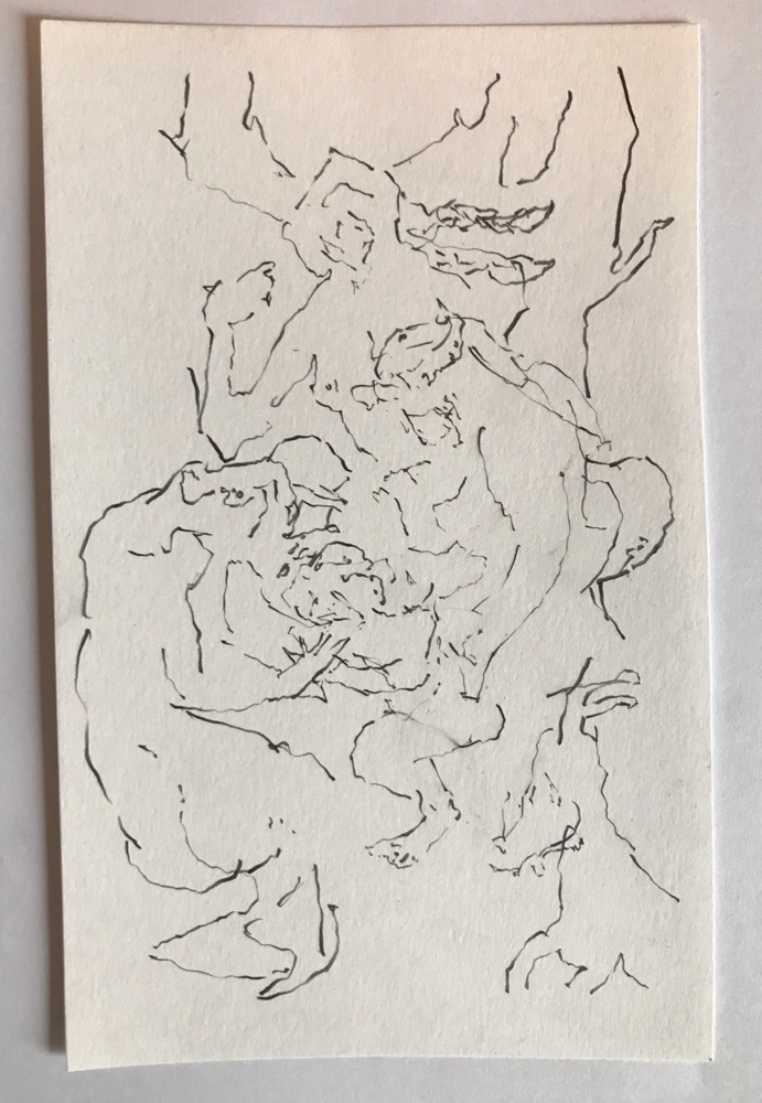 Bacco nutrito dalle ninfe, graphite on paper, cm14x22, 2022
