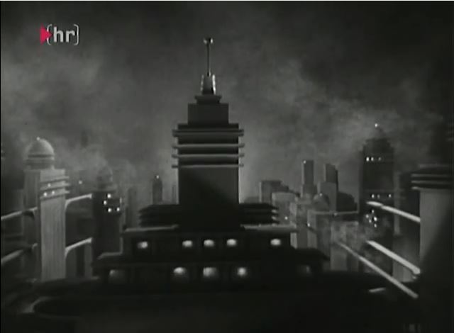 diese beeindruckend futuristische Stadt wurde mittels Modellbau und Mattepainting verwirklicht